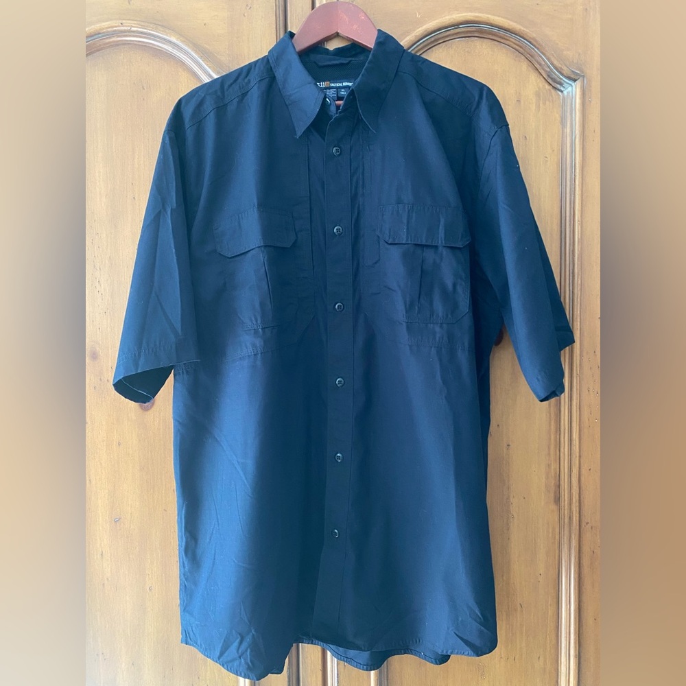 5.11 Tactical Series Shirt Mens XL Tall Black Short Sleeve Button Front